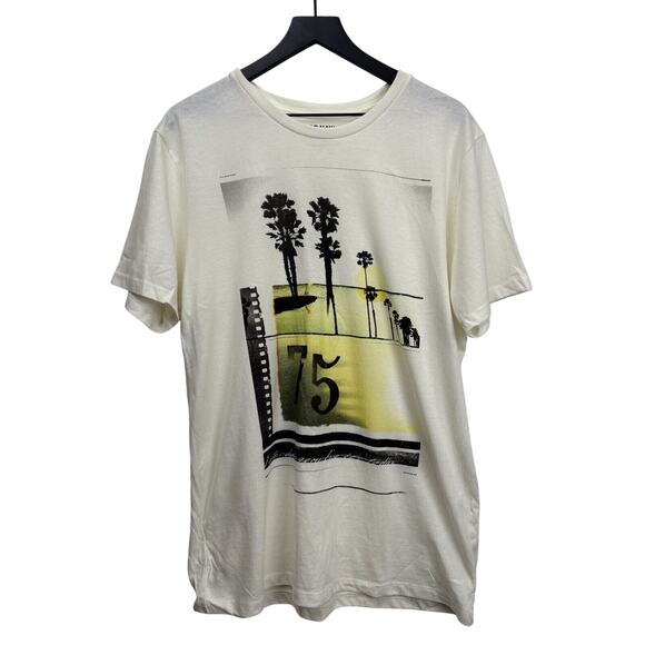 Old Navy Cream‎ Short Sleeve Graphic Tee T-shirt Mens Large #6919 - Picture 1 of 11